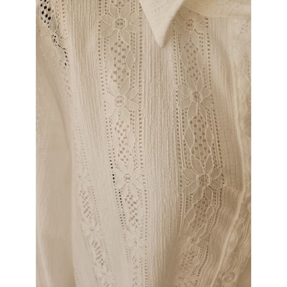 LELIS Floral Lace open weave Button Down Top, women's Size Large white - Picture 2 of 12